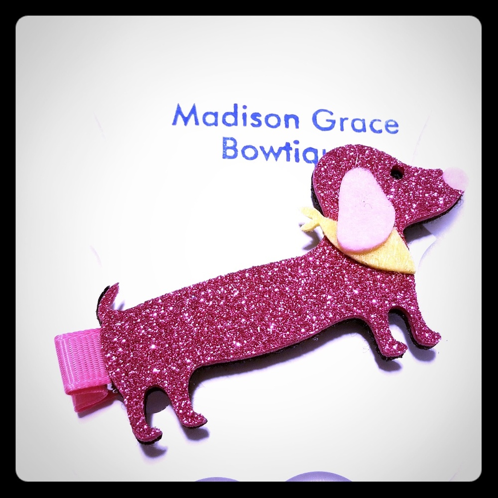 Dachshund glitter hair clip